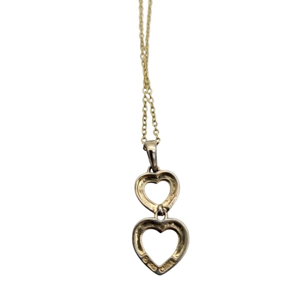 Ross Simons Gold Over Sterling Silver Double Heart Pendant And Chain - Picture 3 of 7